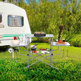 Foldable Outdoor BBQ Table and Grilling Stand with Storage Shelves, Portable Camp Kitchen Station, Picnic Prep Table, Tailgating Organizer