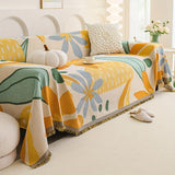 Boho Chic Double-sided Chenille Sofa Cover with Tassels - All-Season - Bohemian Couch Protector, Tassel Sofa Throw, Reversible Chenille Cover