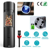 Gravity Sensor Electric Salt & Pepper Grinder with LED Light – One-Hand Automatic Spice Mill, Adjustable Coarseness Grinder, Cordless Kitchen Tool