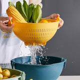 Kitchen Double Layer Flip Drain Basket for Fruits & Vegetables, Produce Washer, Colander Bowl, Food Strainer