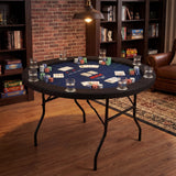48-Inch Foldable Poker Table with 8 Cup Holders and Padded Armrest, Casino Style Gaming Surface, Tournament Card Table, Multiplayer Entertainment Center