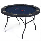 48-Inch Foldable Poker Table with 8 Cup Holders and Padded Armrest, Casino Style Gaming Surface, Tournament Card Table, Multiplayer Entertainment Center