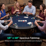 48-Inch Foldable Poker Table with 8 Cup Holders and Padded Armrest, Casino Style Gaming Surface, Tournament Card Table, Multiplayer Entertainment Center