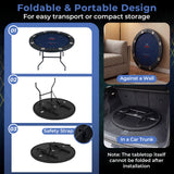 48-Inch Foldable Poker Table with 8 Cup Holders and Padded Armrest, Casino Style Gaming Surface, Tournament Card Table, Multiplayer Entertainment Center