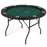 48-Inch Foldable Poker Table with 8 Cup Holders and Padded Armrest, Casino Style Gaming Surface, Tournament Card Table, Multiplayer Entertainment Center