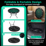 48-Inch Foldable Poker Table with 8 Cup Holders and Padded Armrest, Casino Style Gaming Surface, Tournament Card Table, Multiplayer Entertainment Center