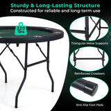 48-Inch Foldable Poker Table with 8 Cup Holders and Padded Armrest, Casino Style Gaming Surface, Tournament Card Table, Multiplayer Entertainment Center