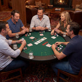 48-Inch Foldable Poker Table with 8 Cup Holders and Padded Armrest, Casino Style Gaming Surface, Tournament Card Table, Multiplayer Entertainment Center