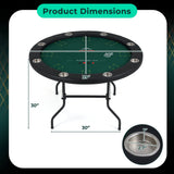 48-Inch Foldable Poker Table with 8 Cup Holders and Padded Armrest, Casino Style Gaming Surface, Tournament Card Table, Multiplayer Entertainment Center