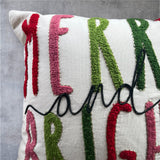 Merry & Bright Holiday Embroidered Pillow – festive décor, artisan-crafted, cotton