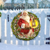 Enchanted Santa Christmas Wreath, Handcrafted Holiday Decor, Wooden Door Hanger