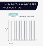 GENIANI Humidifier Replacement Cotton Filter Sticks, 10-Pack - Water Absorption, Routine Maintenance, Portable Care