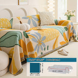 Boho Chic Double-sided Chenille Sofa Cover with Tassels - All-Season - Bohemian Couch Protector, Tassel Sofa Throw, Reversible Chenille Cover