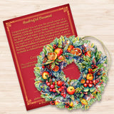 Harvest Fruit Wreath Ornament, Handcrafted Christmas Decor, Wooden Holiday Keepsake