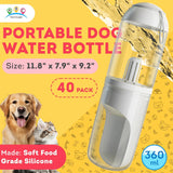 Portable 12 oz Dog Water Bottle with Detachable Drinking Bowl - One-Hand Dispensing, Impurity Filter, Silicone Carry Strap