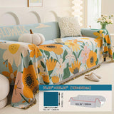 Boho Chic Double-sided Chenille Sofa Cover with Tassels - All-Season - Bohemian Couch Protector, Tassel Sofa Throw, Reversible Chenille Cover