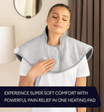 GENIANI Lava Extra-Large Neck & Shoulder Heating Wrap, Mist Gray - Targeted Warmth, Muscle Comfort, Relaxation Essentials