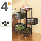 Stackable Metal Rotating Basket Rack with Wheels - rotating storage rack, kitchen organizer cart, stackable basket shelf