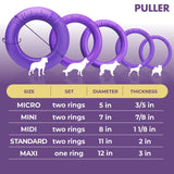PULLER Mini Purple Dog Play Rings for Small Breeds, Set of 2 - Fetch Training, Tug Games, Water Fun