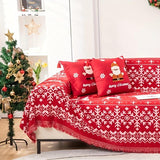 Festive Red Christmas Sofa Cover | Slipcovers for Couches (1-4 Seats) - Holiday Couch Protector, Red Sofa Slipcover, Christmas Decor Cover