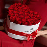 Classic Heart Preserved Red Rose Box in White Gift Case – romantic statement, luxury floral décor, timeless love