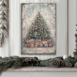 Vintage Christmas Tree Wall Art – Holiday Decor, Canvas Print, Festive Gifts