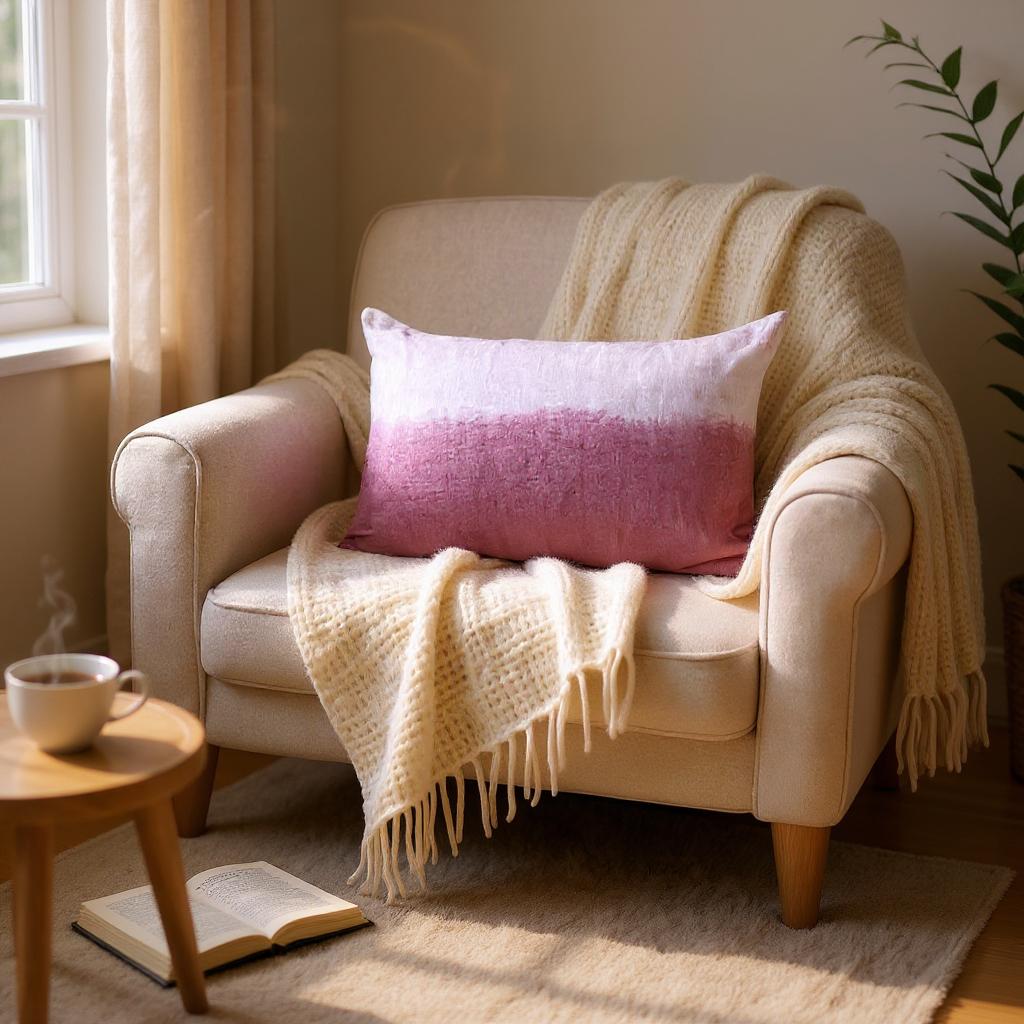 Ombre Linen Lumbar Luxe Throw Pillow – handwoven artistry, soft durability, pink gradient
