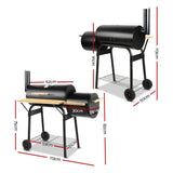 Grillz 2-in-1 Offset BBQ Smoker and Charcoal Grill - Black, Outdoor Cooking Station, Backyard Barbecue Pit, Smokehouse Cooker