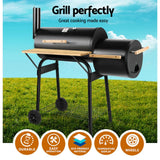 Grillz 2-in-1 Offset BBQ Smoker and Charcoal Grill - Black, Outdoor Cooking Station, Backyard Barbecue Pit, Smokehouse Cooker