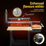 Grillz 2-in-1 Offset BBQ Smoker and Charcoal Grill - Black, Outdoor Cooking Station, Backyard Barbecue Pit, Smokehouse Cooker