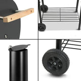 Grillz 2-in-1 Offset BBQ Smoker and Charcoal Grill - Black, Outdoor Cooking Station, Backyard Barbecue Pit, Smokehouse Cooker