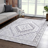 Alya Charcoal Textured Medallion Rug – modern elegance, plush comfort, polyester