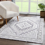 Alya Charcoal Textured Medallion Rug – modern elegance, plush comfort, polyester