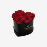 Baby Heart Preserved Red Rose Box in Black Gift Case – romantic keepsake, mini floral display, modern elegance