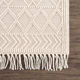 Ramsbury Beige Trellis Wool-Blend Rug – handwoven, textured, artisanal