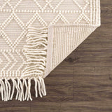 Ramsbury Beige Trellis Wool-Blend Rug – handwoven, textured, artisanal