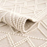 Ramsbury Beige Trellis Wool-Blend Rug – handwoven, textured, artisanal