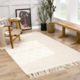 Ramsbury Beige Trellis Wool-Blend Rug – handwoven, textured, artisanal