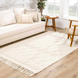 Ramsbury Beige Trellis Wool-Blend Rug – handwoven, textured, artisanal