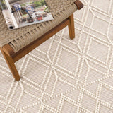 Ramsbury Beige Trellis Wool-Blend Rug – handwoven, textured, artisanal