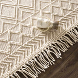 Ramsbury Beige Trellis Wool-Blend Rug – handwoven, textured, artisanal