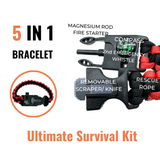 Orange Survival Bracelet 5-in-1 Multifunctional – paracord bracelet, camping gear, emergency tool