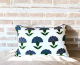 Embroidered Blue Floral Boho Accent Pillow – artisan detail, vibrant color, modern décor