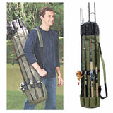 Portable Nylon Fishing Rod and Tackle Storage Bag - Outdoor Gear Organizer, Two-Layer Carry Case, Angling Equipment Carrier