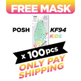(FREE🔥) 100pcs POSH KIDS KF94 Small Mask Little Hearts - Mint (KA10) - EXP Aug 2026
