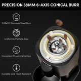 Geimori T38 Pro Portable Coffee Grinder – 38mm Conical Burr Precision Mill, Stepless Grind Control, Long-Lasting Battery Grinder-portable grinder, conical burr system, rechargeable coffee mill