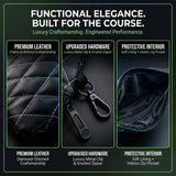 Premium Leather Golf Utility Pouch with 360° Swivel Clip and Soft Lining, Valuables Organizer, Golf Bag Accessory, Travel Essentials Carrier