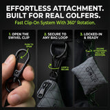 Premium Leather Golf Utility Pouch with 360° Swivel Clip and Soft Lining, Valuables Organizer, Golf Bag Accessory, Travel Essentials Carrier
