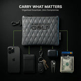 Premium Leather Golf Utility Pouch with 360° Swivel Clip and Soft Lining, Valuables Organizer, Golf Bag Accessory, Travel Essentials Carrier