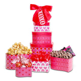 Tower of Love Valentine’s Gift Tower with Assorted Sweets – romantic presentation, gourmet treats, heartfelt gifting